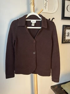 Cárdigan Suéter Nieman Marcus Marrón Cuello Pima Algodón Mujer’s Talla Pequeña - Imagen 1 de 6