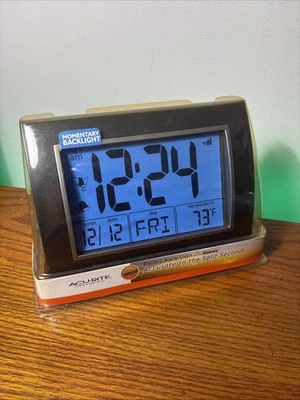 NEW AcuRite Battery Powered Atomic Alarm Clock Big Large Display Date Temp Day - Image 1 of 4