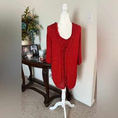 Juego doble tejido rojo vintage Y2K Carole Little Women II — talla 1X Foto 1 de 4