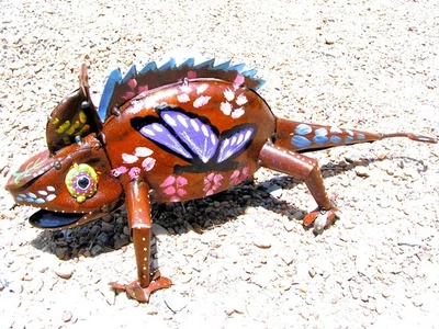 Metal Art Chameleon sculpture, Junk Iron Art, Garden Yard art Lizard # 4 - Image 1 of 4