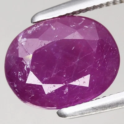 2.16ct  8.1x6.4mm Oval 100%Natural Unheated Purplish Red Ruby Guinea, Africa - Image 1 of 4