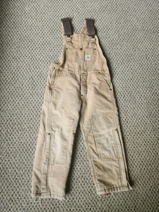 Salopette bavaglino Carhartt giovane media 10-12 marrone trapuntata foderata doppio ginocchio made USA - Foto 1 di 5