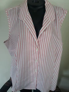 JONES NY WOMAN Light Red Striped Button-Up Sleeveless Blouse Ladies 22W - Picture 1 of 7