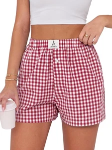 ANRABESS Boxer Shorts for Women Gingham Pajama 2025 Summer Casual Lounge Slee... - Picture 1 of 5
