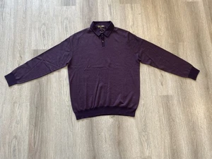Loro Piana Kaschmir Seide Polo Langarm Strick Pullover Herren Gr. 56 Lila Neu ohne Etikett - Bild 1 von 12