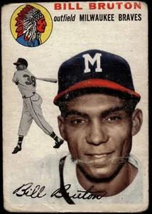 1954 Topps #109 Bill Bruton Milwaukee Braves NIEDRIGE QUALITÄT - Bild 1 von 2