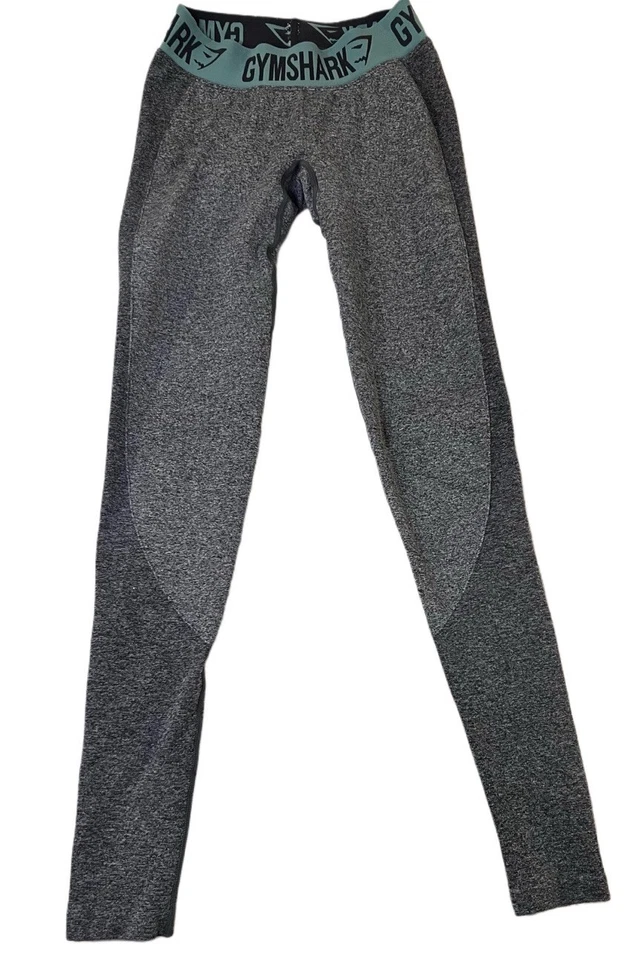 Gymshark Grey Teal Marl 紧身裤弹力高腰女式小号 — 第 1/4 张图片