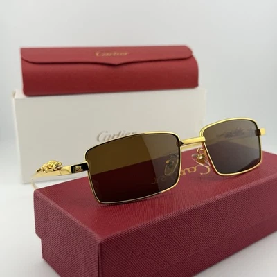 Gafas de sol Cartier Panthere con montura dorada lentes marrones auténticas Foto 1 de 4