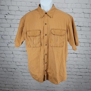 Camisa Grande RedHead Naranja 100% Algodón Abotonada Manga Corta Cuello Bolsillos - Imagen 1 de 13