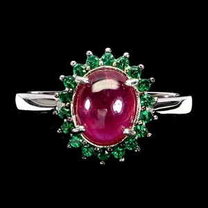 925 Sterling Silver Ring Oval Ruby 8x6mm Natural Gemstone Jewelry Size 8 - Picture 1 of 13
