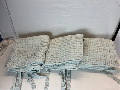 Lote de 3 Pottery Barn Pick-Stitch Mezcla de Lino Acolchado Sham Euro Seafoam Verde Foto 1 de 4