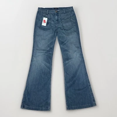 Pantalones de mezclilla para mujer 7 for All Mankind 30x34 Georgia acampanados pierna ancha tiro medio lavado Foto 1 de 4