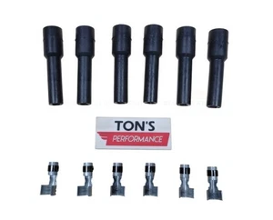 7-8mm 6 pack Straight Spark Plug Wire Boots With Terminals 180 degree USA kit - Foto 1 di 8