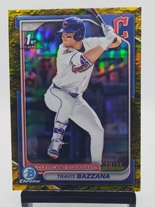 Travis Bazzana 2024 Bowman Chrome Draft 1st Yellow Lunar Refractor /75 RC - Bild 1 von 6