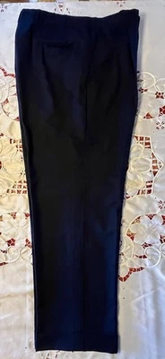 Oxxford Clothes 42x31 Navy Blue 100% Wool Pleated Pants w/Suspender Buttons - Image 1 of 4