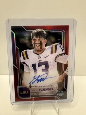 2025 Bowman Chrome U Garrett Nussmeier Prospect Image Variation SP Auto Red 1/5 - Image 1 of 4