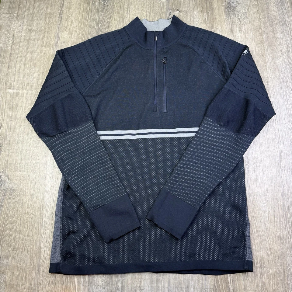 Smartwool Intraknit Merino Tech 1/4 Zip Sweater Blue/Gray Men’s Size XL - Image 1 of 4