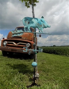 Bandiera meteorologica per maiali 3D, asta per fulmini, arredamento country patina rustica - Foto 1 di 9