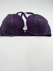 Bügel-BH Größe 40 DD lila Boost tief ausgeschnitten vorne geschlossen Spitze verziert - Bild 1 von 16