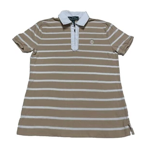 Lauren Ralph Lauren Women's Size XS Beige Stripe Active Polo Shirt 1/4 Zip L-RL - Picture 1 of 11