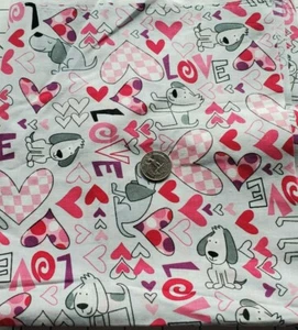1 Yd Puppy Love Pink Hearts Hancock Cotton Quilting Sewing Fabric - Picture 1 of 4