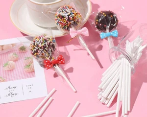 100 x Cake Pop Stick White Paper Sticks Lolly Lollipop Candy Party Supplies AU - Picture 1 of 6