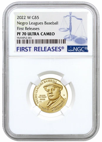 2022 W Negro Leagues Baseball $5 Gold Commemorative Proof NGC PF70 UC FR Cover