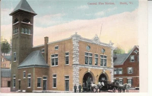 Barre VT Vermont - Central Fire Station  w/ Horse Drawn Wagons ca 1908 Postcard - Picture 1 of 2