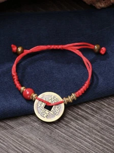 PULSERA MONEDA CHINA PARA LA SUERTE Y DINERO - Picture 1 of 4