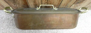 Massive VINTAGE French HAND HAMMERED Copper  fish poacher. pot, Tinned pot & LID - Picture 1 of 16