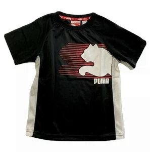 PUMA BOYS SHIRT - LOGO FRONT SIDE SZ 4 - BLACK WHITE - TOP TEE GRAPHIC KIDS - Picture 1 of 1