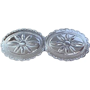 Douglas Paquette Vintage Silver Tone Belt Buckle 2 Pc Concho Western - Picture 1 of 6