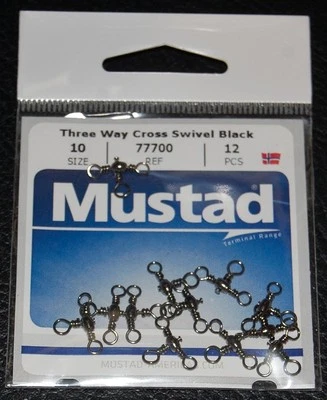 Paquete de 12 cañones Mustad 77700-010 Mustad 26 lb giratorios cruzados de tres vías - tamaño 10 Foto 1 de 2