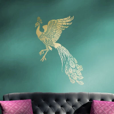 Firebird Wall Art Stencil - DIY Peacock Decor - Reusable stencils for DIY Crafts - Image 1 of 4
