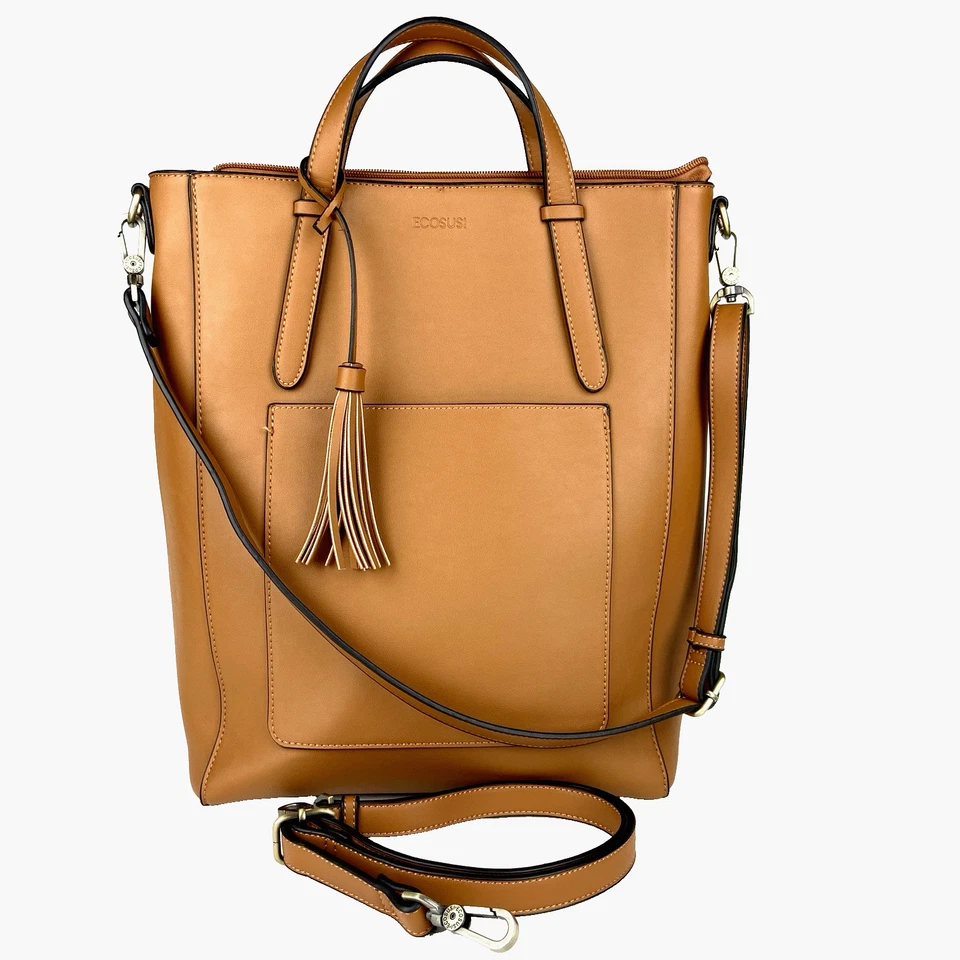 Ecosusi Handbag Backpack Laptop Brown Vegan Leather Womens  Convertible Bag - Image 1 of 4