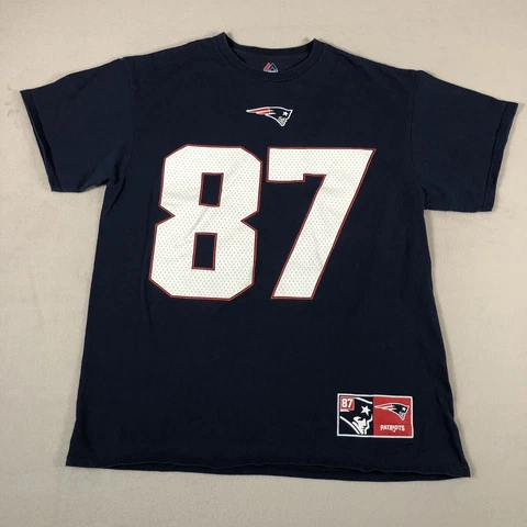 New England Patriots Shirt Mens Large Blue Rob Gronkowski NFL Football Cotton U4 Cover