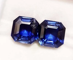 Certified 10 to 10 Ct 2 PC Natural Blue Sapphire Octagon Loose Gemstone - Picture 1 of 6
