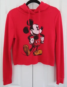 Disney Classic Mickey Mouse Red Cropped Hoodie - Size XS - Picture 1 of 7