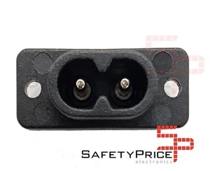 2x Conector Corriente AC IEC C8 Chasis Macho 2.5A 250V 2 pines Negro SP REF987 - Imagen 1 de 2