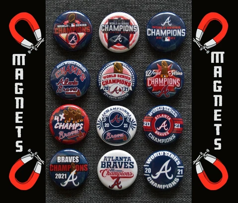 Atlanta Braves 2021 World Series Champions - 1 1/2" Inch Magnet Set (Set of 12) Cover