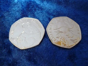 Benjamin Bunny & Jeremy Fisher 50p Pair 2017 Beatrix Potter UNC from Sealed Bag - Picture 1 of 2