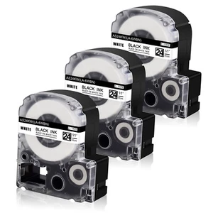 3 piezas negro sobre blanco 1" compatible con cinta King Jim SS24KW AS24KW Epson LW-700 - Imagen 1 de 8
