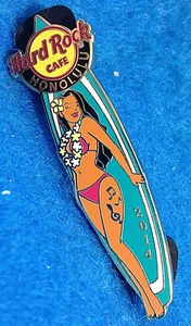 HONOLULU SEXY LILY SURFBOARD SURFING HAWAIIAN GIRL 2014 Hard Rock Cafe PIN LE - Picture 1 of 1
