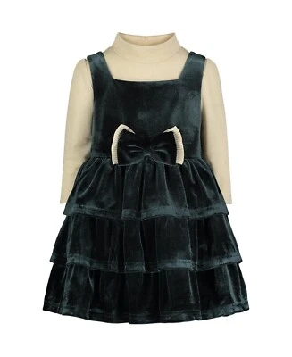 Blueberi Boulevard Little Girls Mock Neck Top & Green Velvet Dress SZ 6X - Image 1 of 4