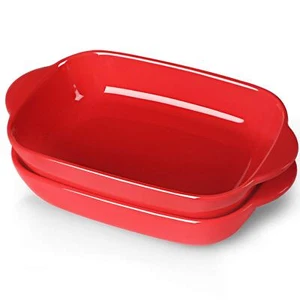 LEETOYI Ceramic Small Baking Dish Porcelain 2-Piece Rectangular Bakeware with... - Picture 1 of 6