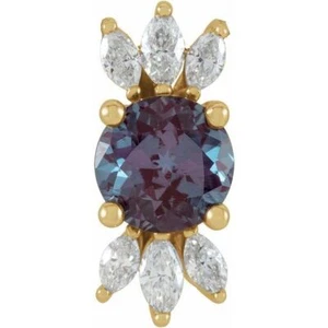 14K Yellow Lab-Grown Alexandrite & 1/5 CTW Natural Diamond Pendant - Picture 1 of 2