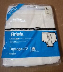 Vtg Sears Combed Cotton Briefs Sz 38 SANFOR KNIT 3-Pack Made in USA