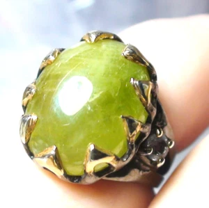 GROSS! 21,0 ct NATÜRLICHER FARBWECHSEL GRÜNE SPHENE,AQUAMARIN RING 925 SILBER.S-E8,0 - Bild 1 von 16
