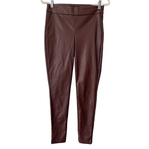Ann Taylor Faux Leather Skinny Pants Women Size 2 Dark Brown Burgundy Preppy NEW - Picture 1 of 7