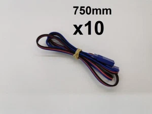 BULK x10 750mm JR Servo Ext Piombo RX Spina Maschio-Femmina Rosso Blu Fili ORO Perni - Foto 1 di 1